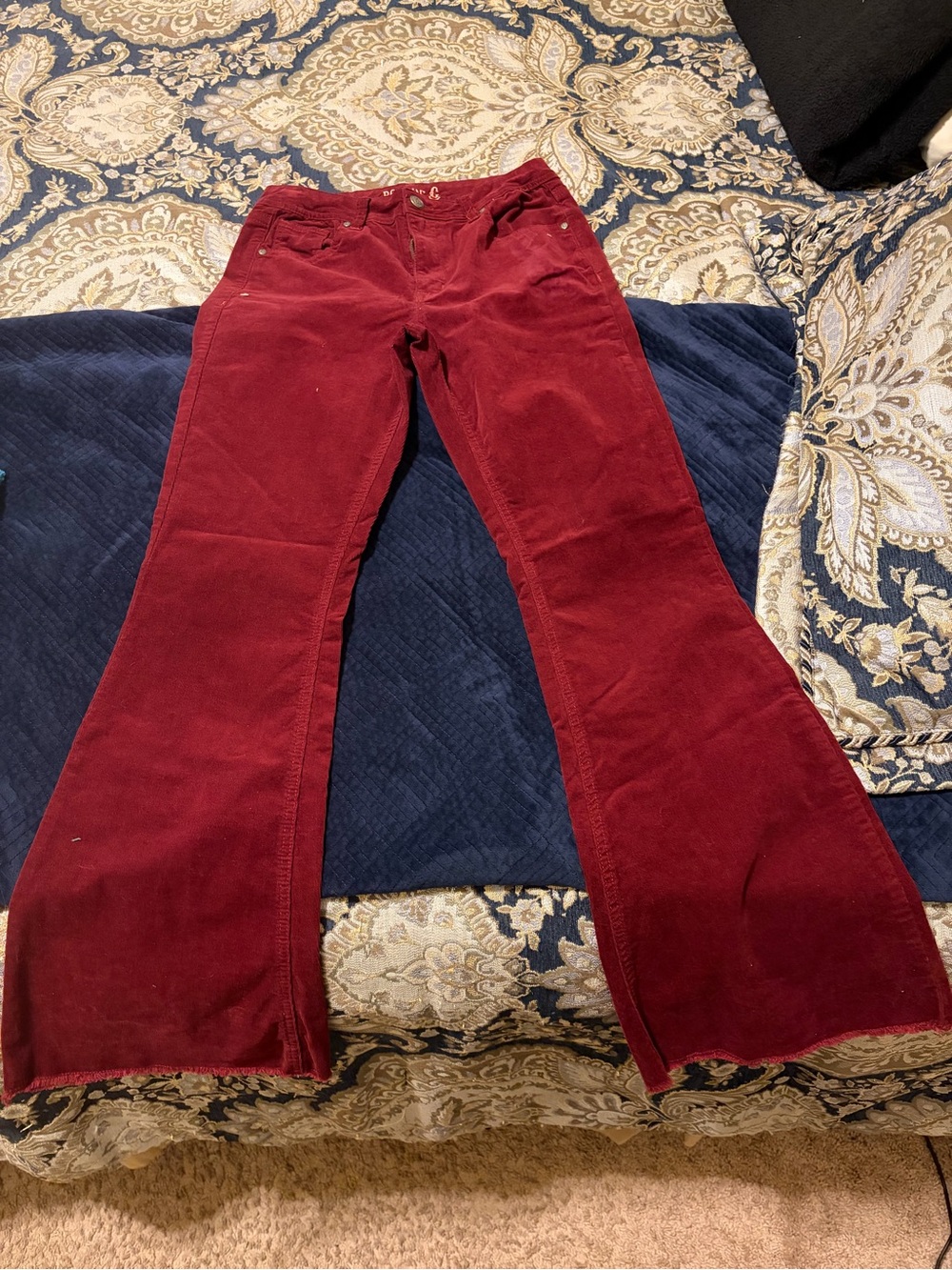 Wine Red Corduroy Flared Pants by Rockin C
